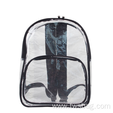 cheap waterproof wine Custom Transparent pvc See Through School Security College Student Clear Bookbag backpack logo